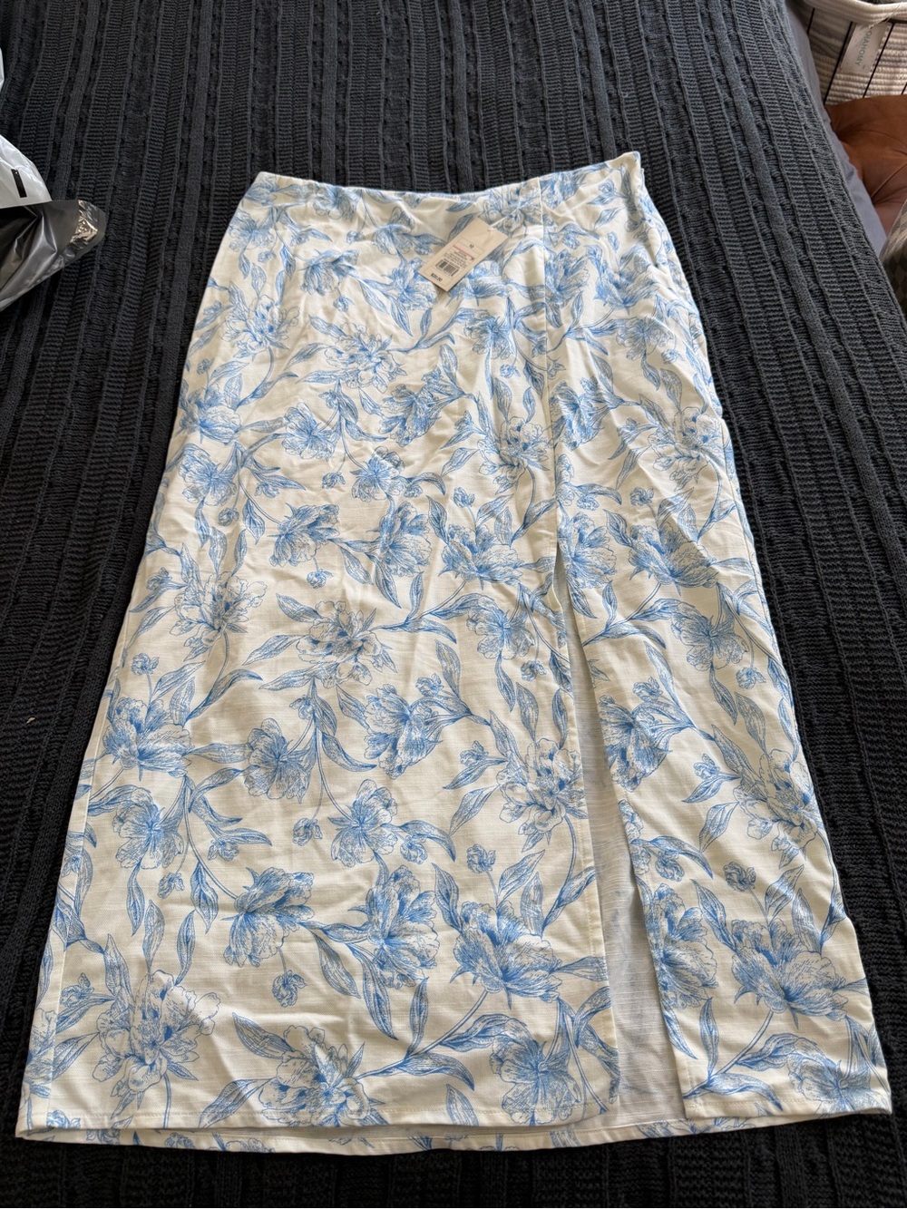 NWT A New Day Blue Floral Fitted Maxi Skirt Size 10